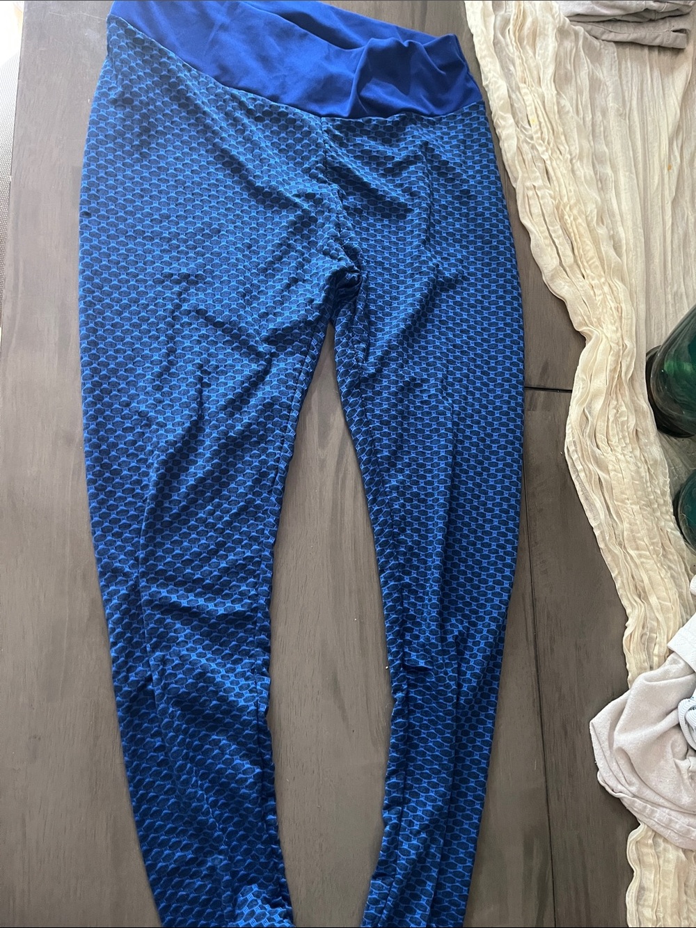 SHEIN Blue Textured High-Waist Leggings